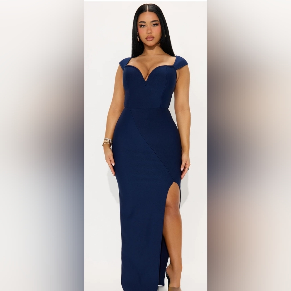 Elegant Bandage Navy Blue Women's Dress